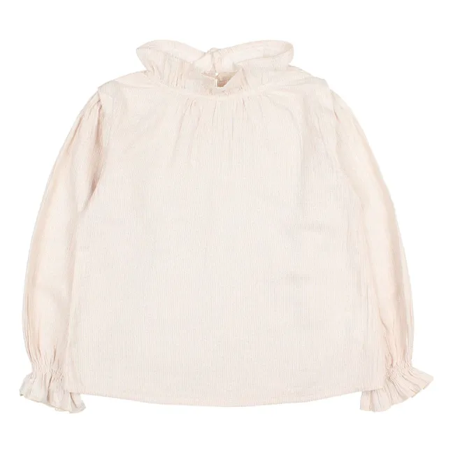 Blusa de gasa de algodón lúrex | Rosa Pálido