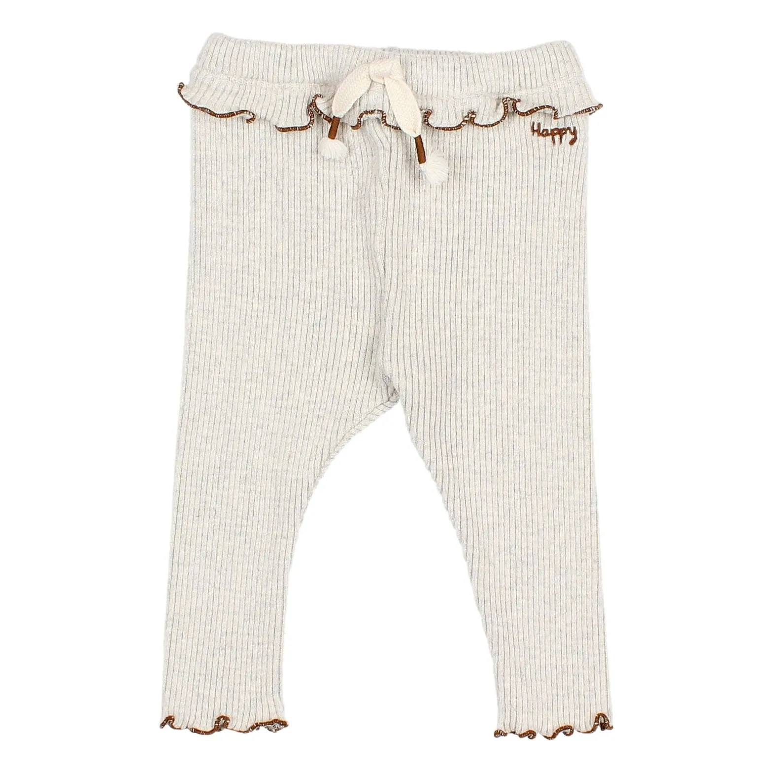 Búho Light Grey Ribbed Ruffle Legging