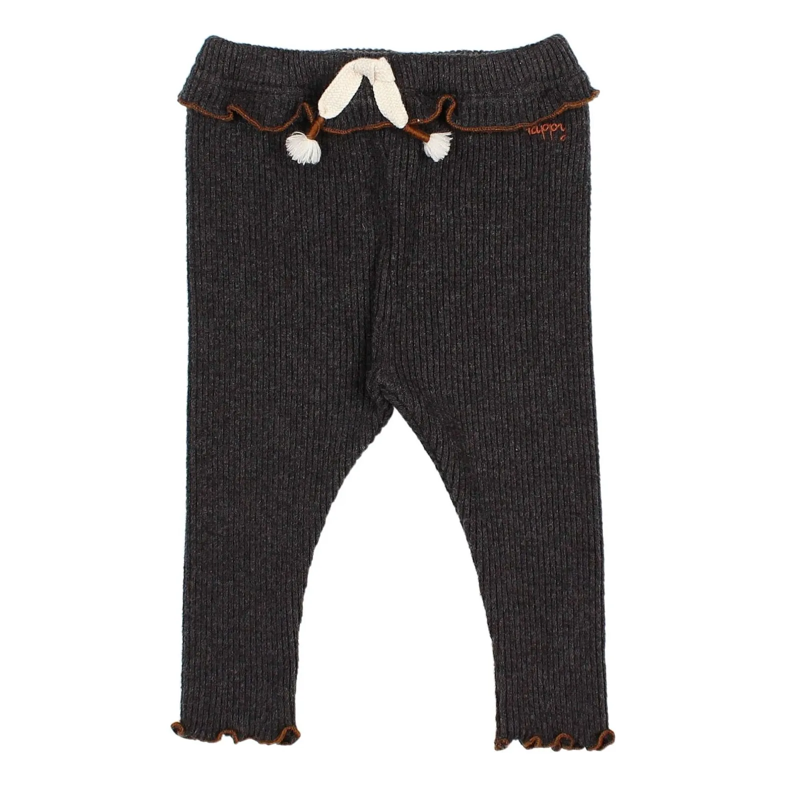 Búho - Leggings Fille Côtelé Gris Anthracite 6 mois