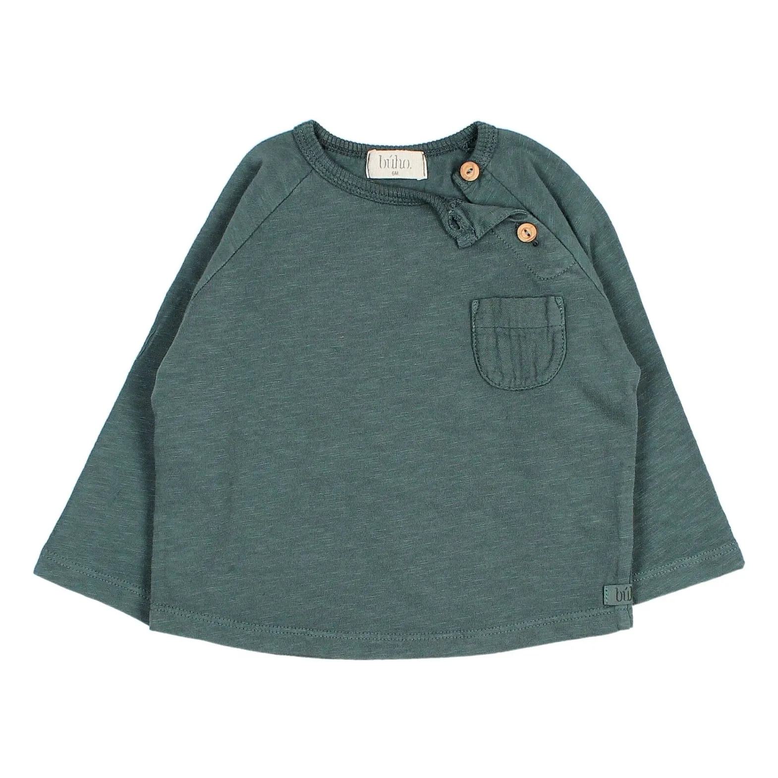 Búho - T-shirt Manches Longues Bébé Coton Vert Sapin 12 mois