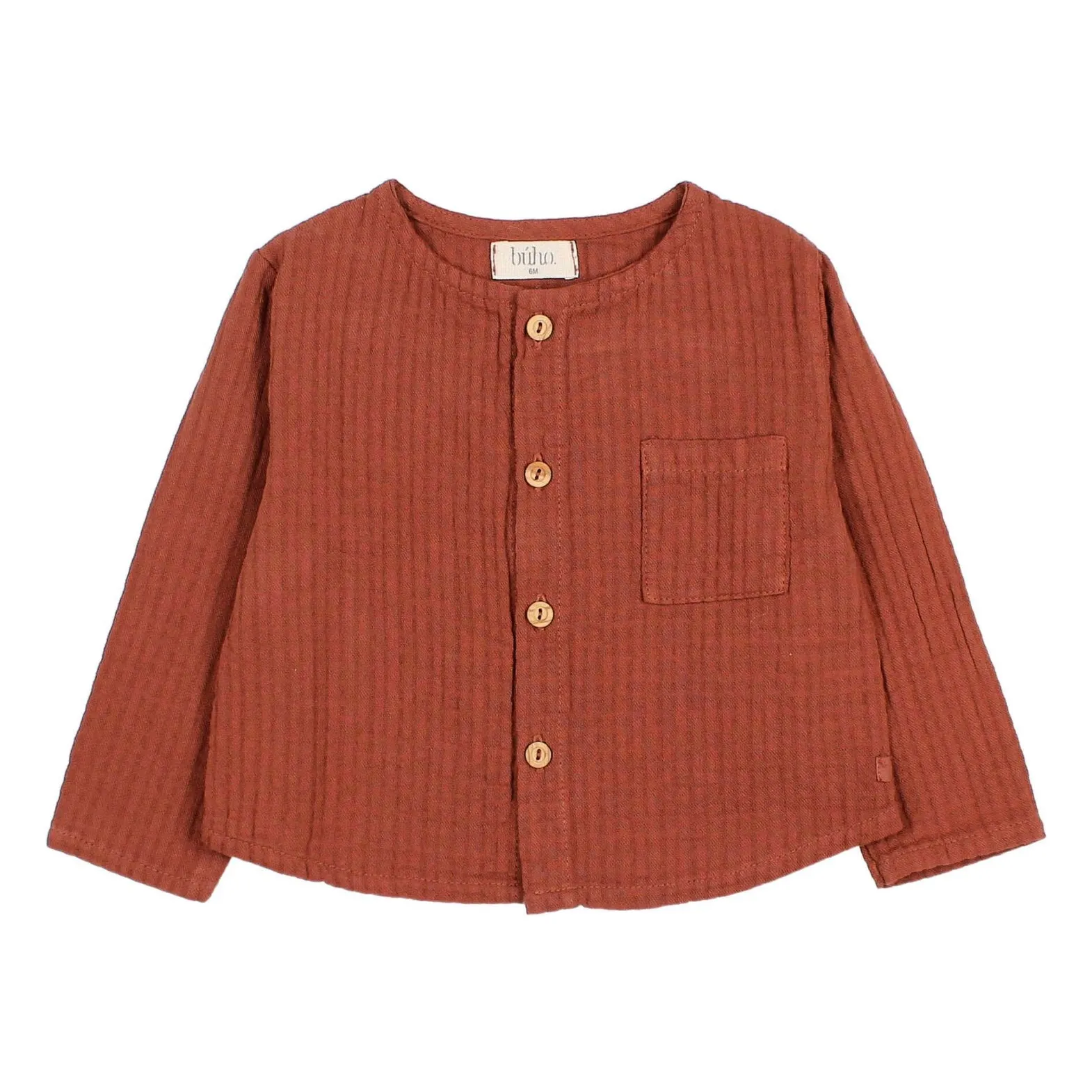 Búho Brick Red Baby Waffle Shirt