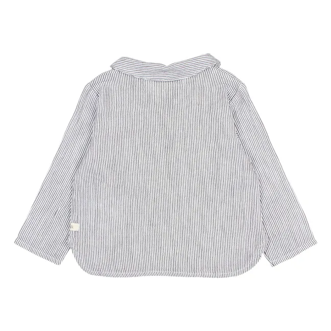 Striped Embroidered Kurta | Grey blue