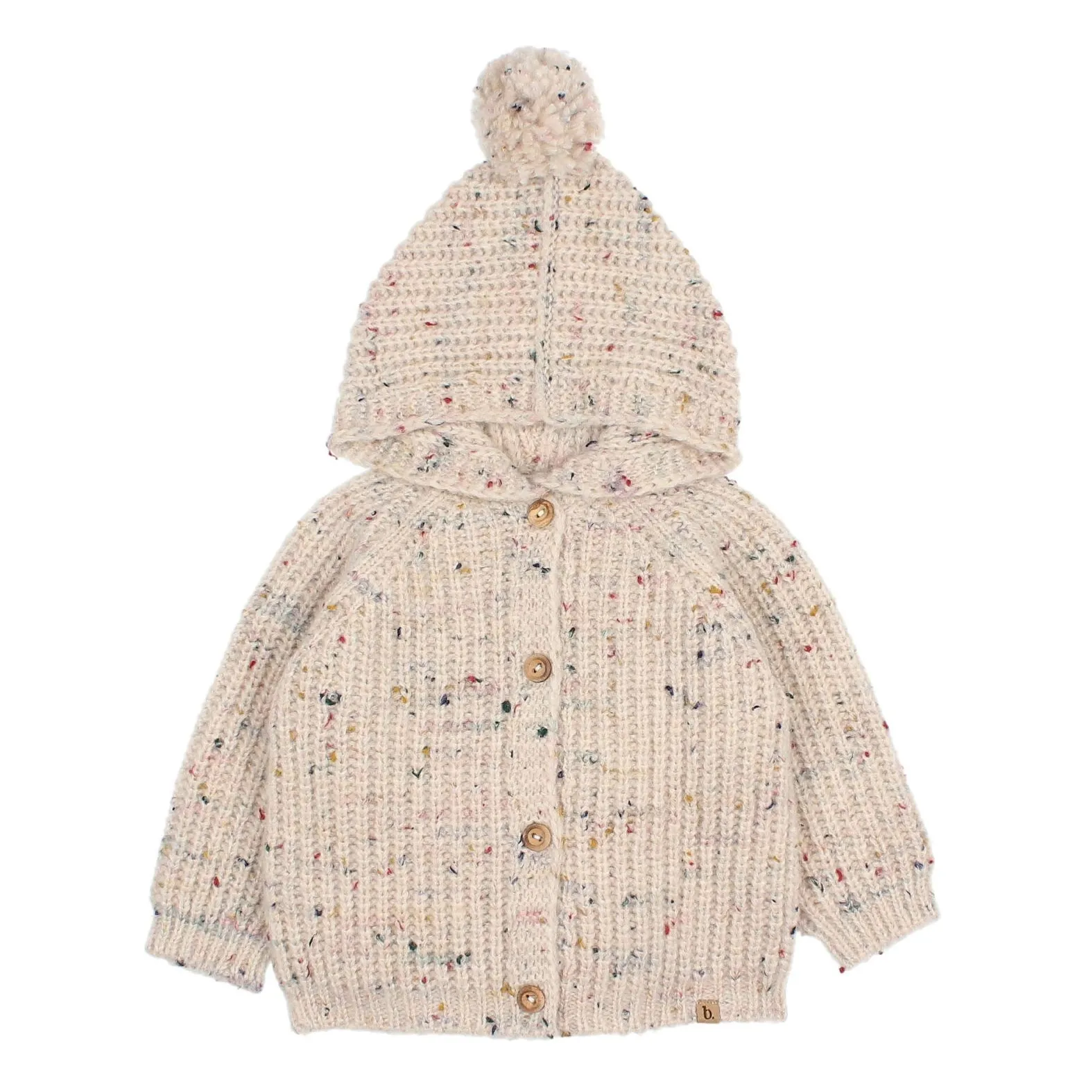 Búho - Gilet Enfant - Capuche - Pompon - 6 mois - Ecru