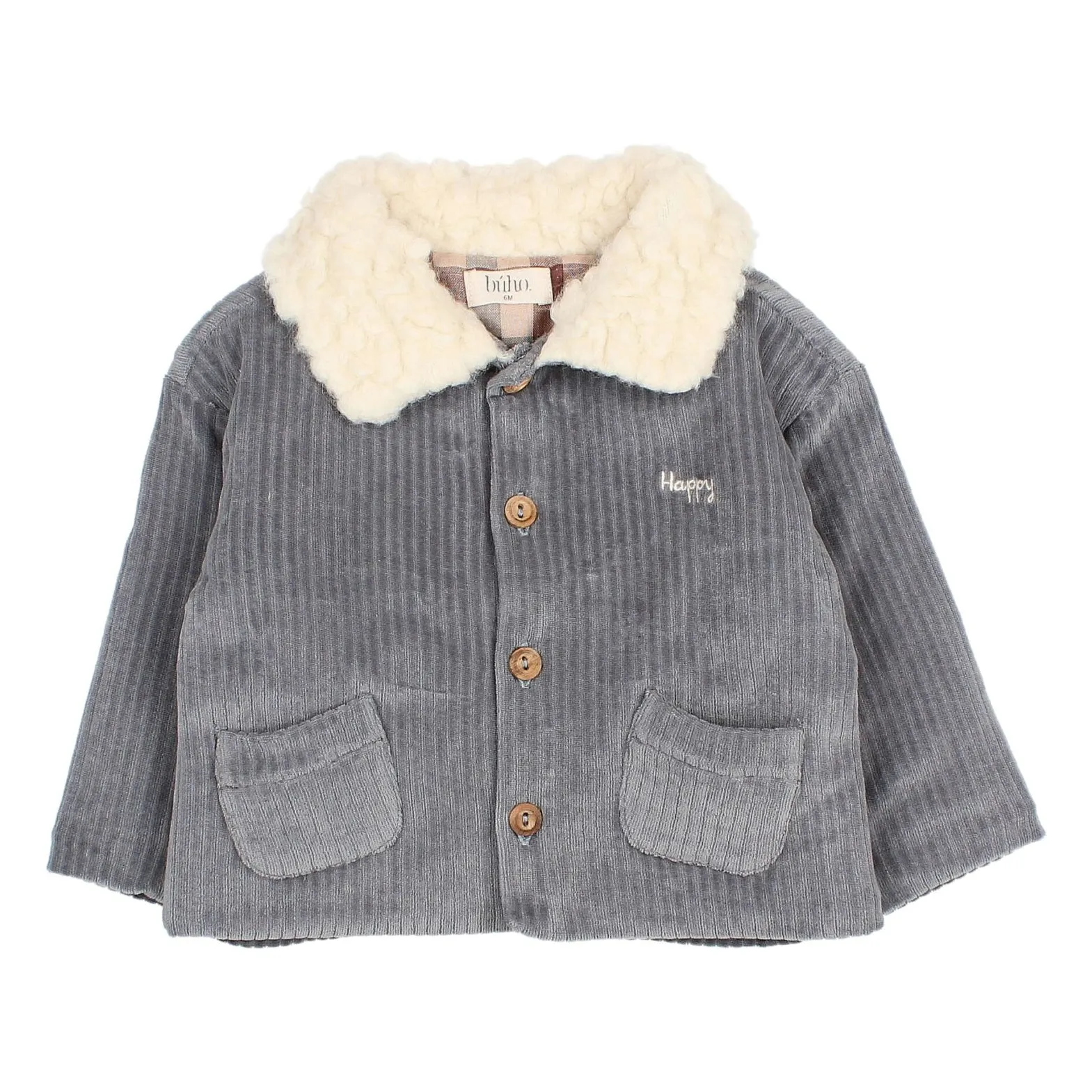 Búho Grey Embroidered Corduroy Jacket