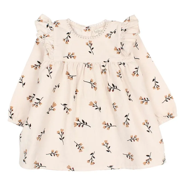 Abito da bambino in velluto folk millerighe | Ecru