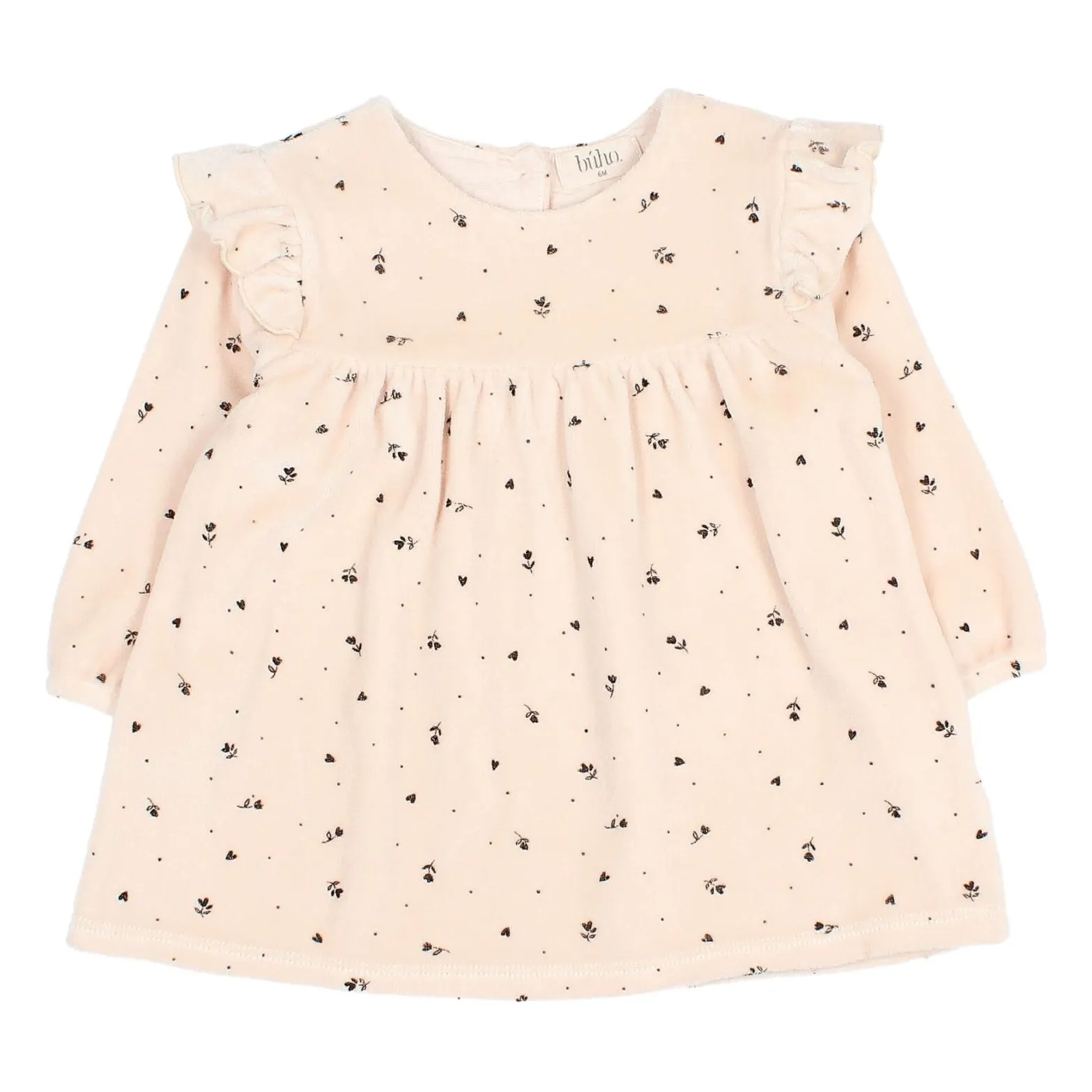 Búho - Robe Bébé Fille - Velours - Rose pâle - 3 mois