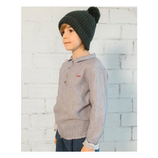 Kurta in garza di cotone a righe | Blu