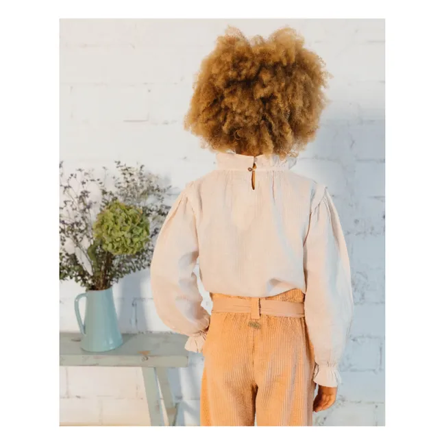 Blusa de gasa de algodón lúrex | Rosa Pálido