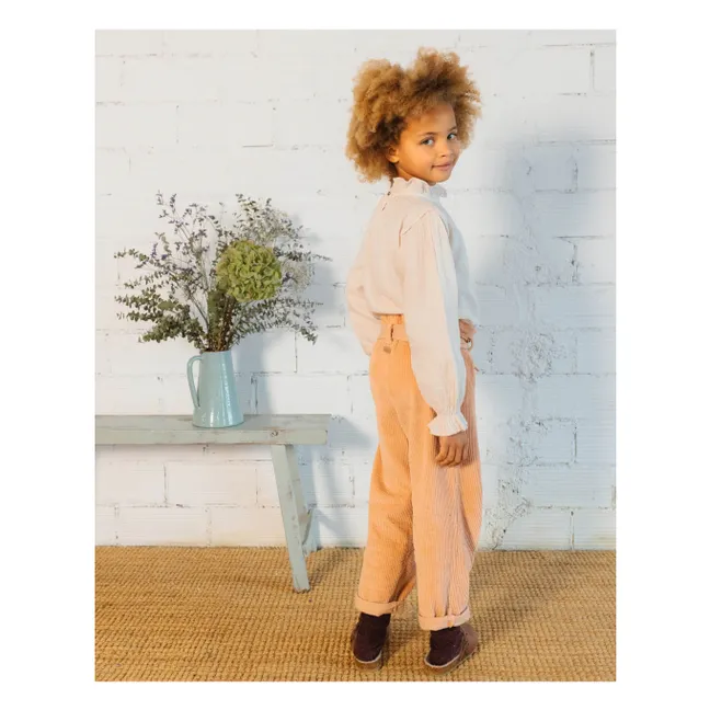 Blusa de gasa de algodón lúrex | Rosa Pálido