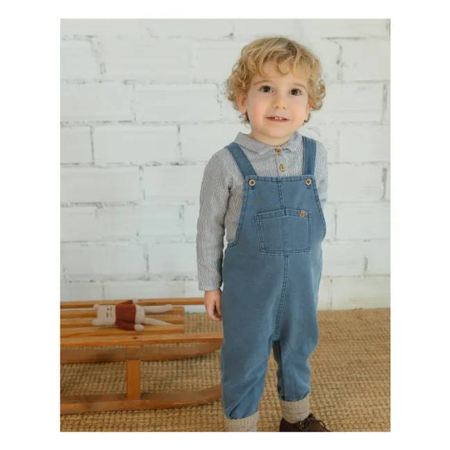 Kurta bordado a rayas | Azul Gris