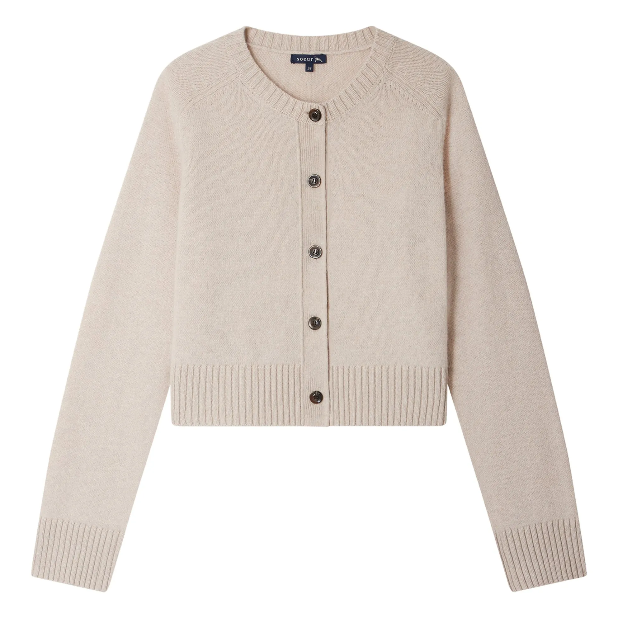 Soeur Ecru Virginia Merino Wool Cardigan