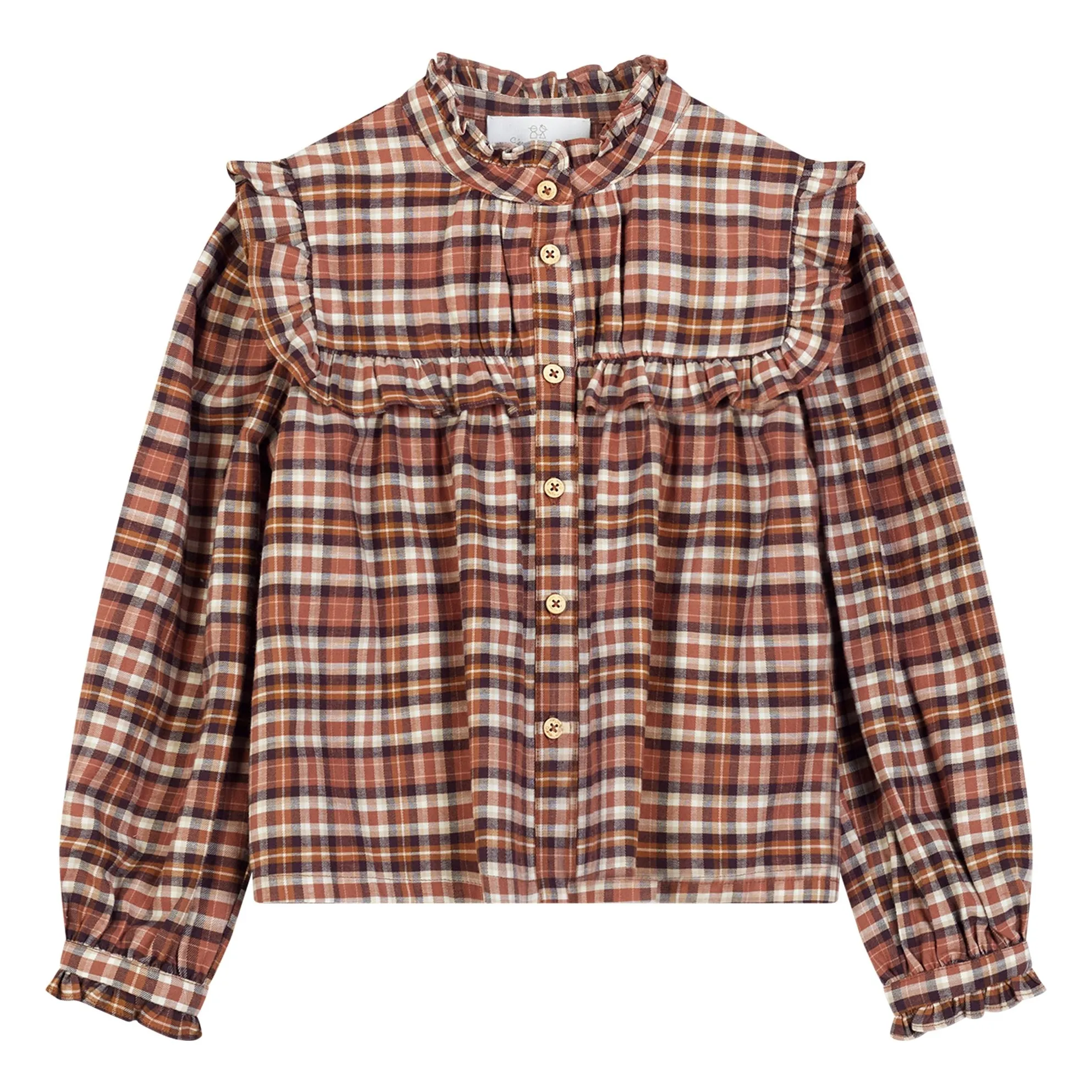 C'era Una Volta Brown Isabella Checkered Shirt