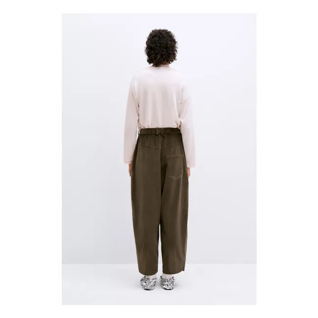 Pantaloni larghi in velluto | Verde militare