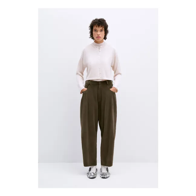 Pantaloni larghi in velluto | Verde militare