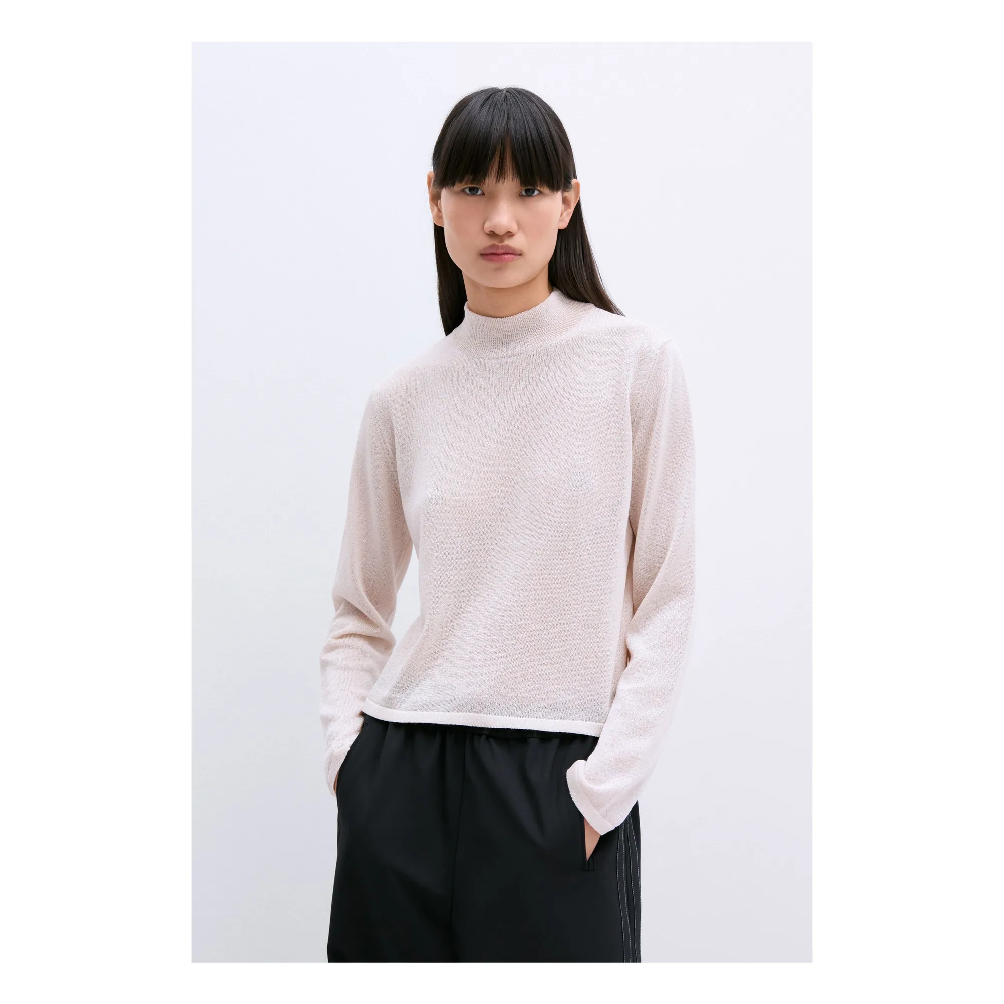 Cordera Ecru Turtleneck Wool Sweater