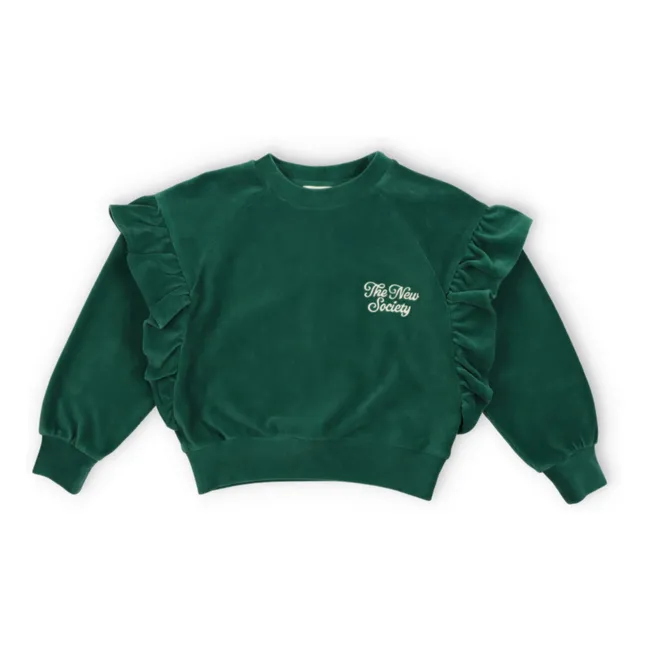 Sudadera de terciopelo orgánico Odense | Verde