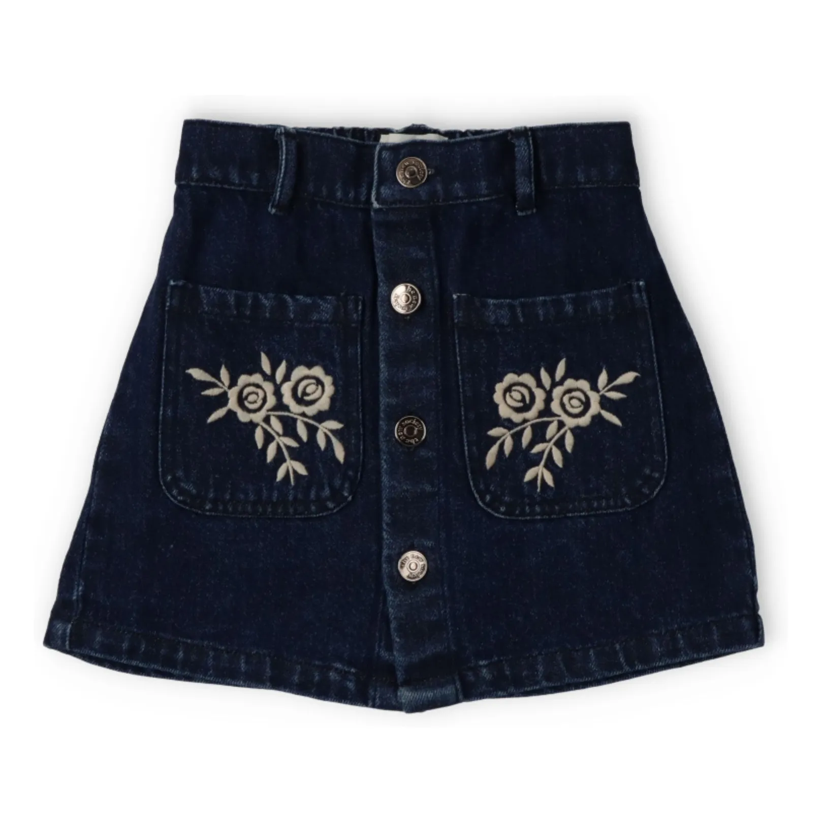 The New Society Navy Blue Danubio Skirt In Jean