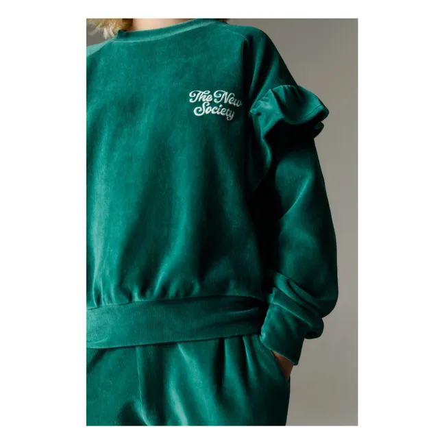 Sudadera de terciopelo orgánico Odense | Verde