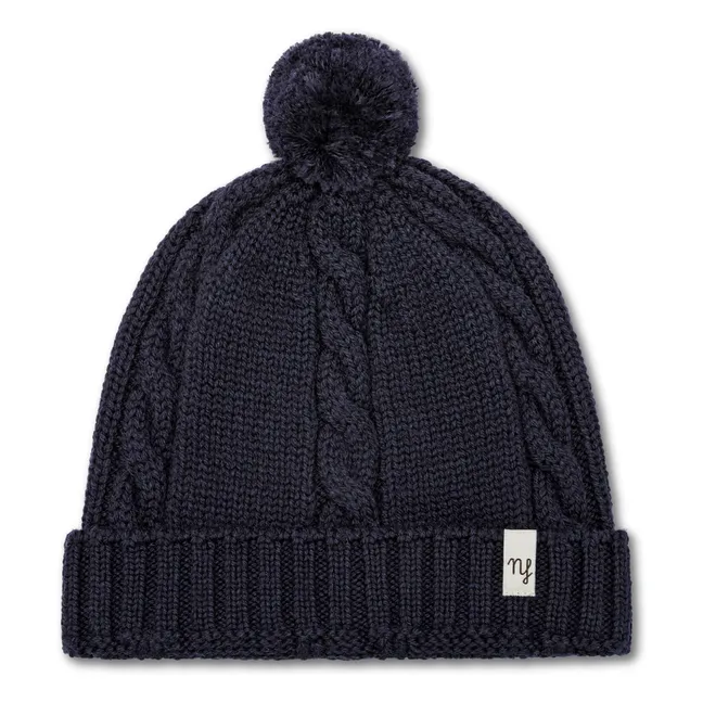 Berretto in lana merino ritorto | Blu