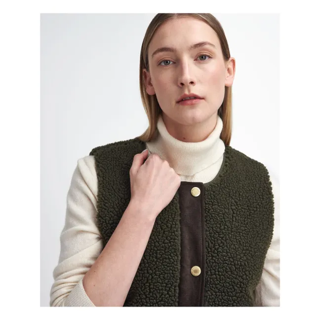Dulsie Shearling Sleeveless Jacket | Olive green