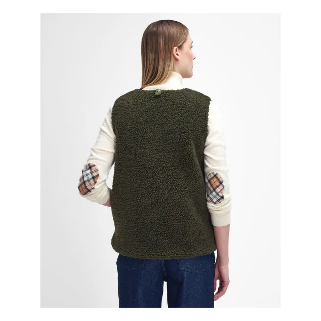Dulsie Shearling Sleeveless Jacket | Olive green