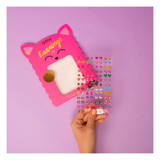 Lily self-adhesive earrings | Pink