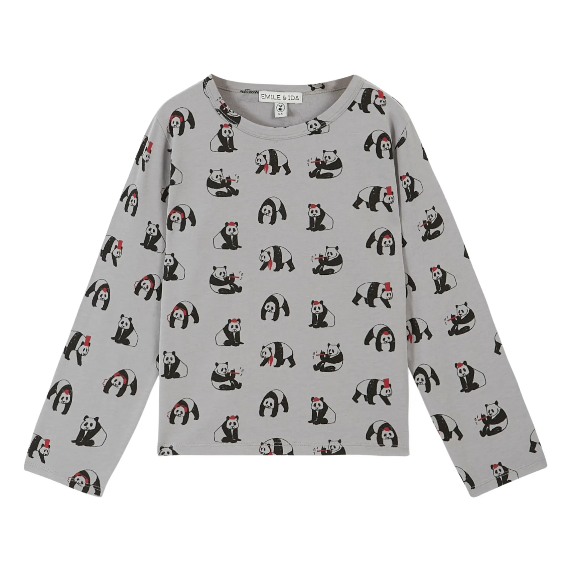 Emile Et Ida Grey Panda T-Shirt