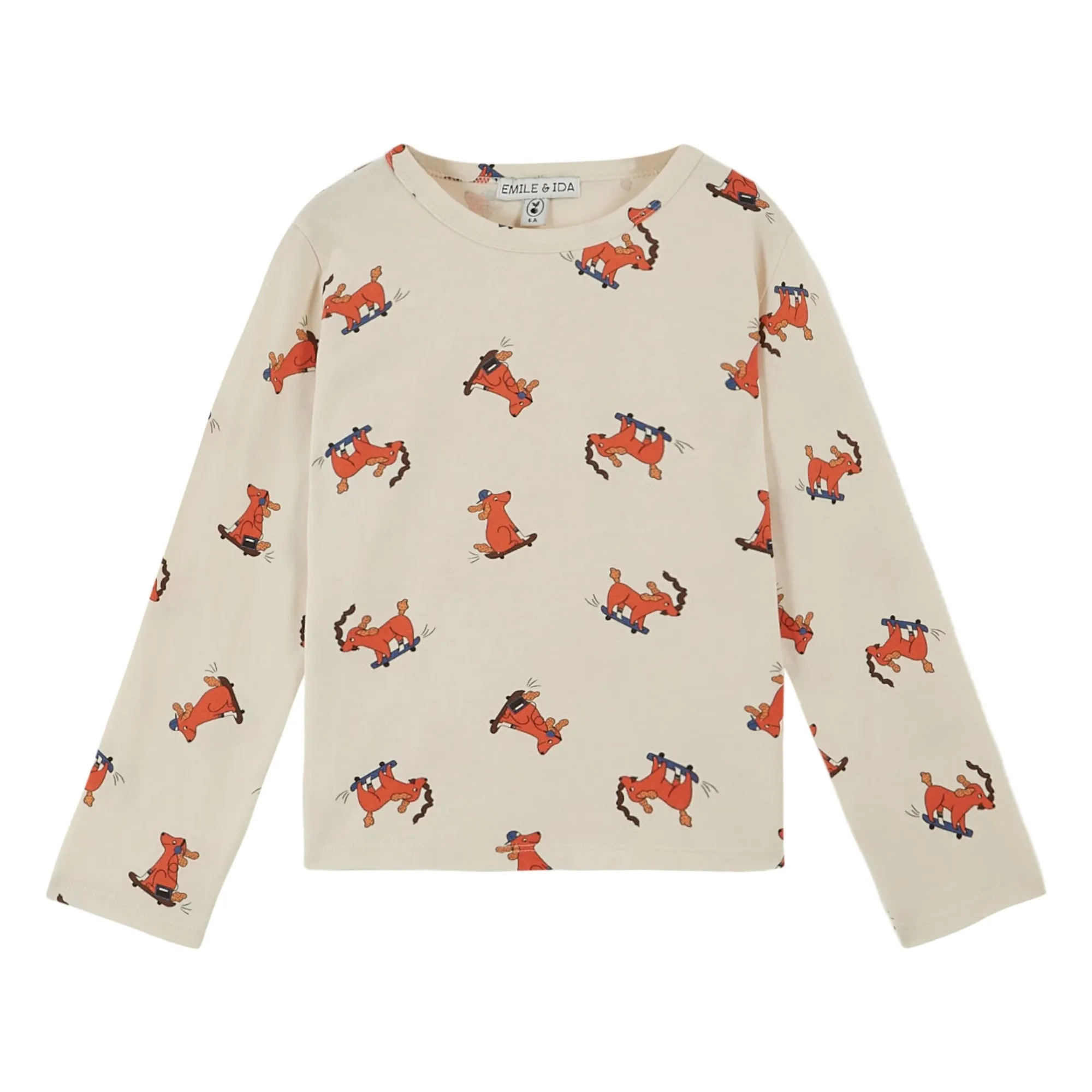 Emile Et Ida Ecru Skate Dog T-Shirt