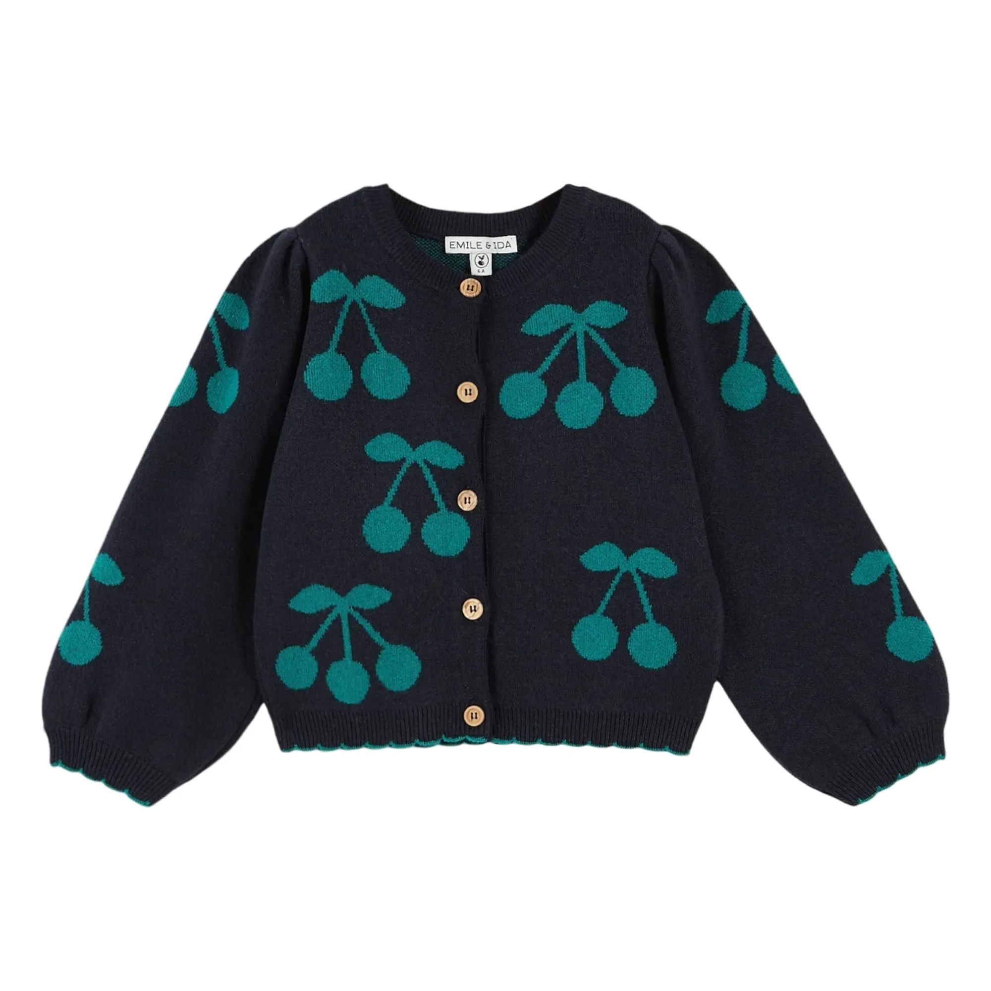 Emile Et Ida Navy Blue Cardigan Cerises Maille
