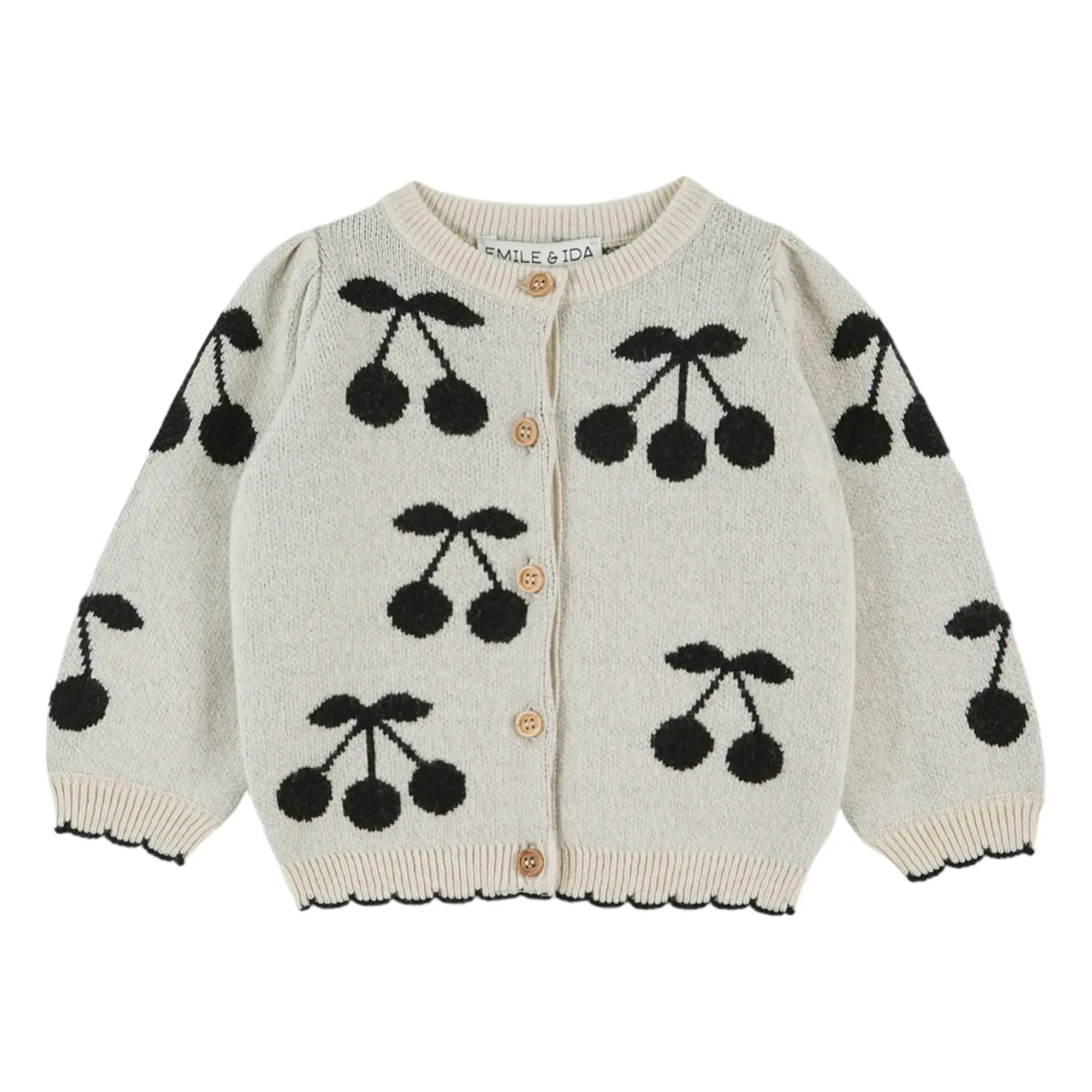 Emile Et Ida Ecru Cardigan Cerises Maille