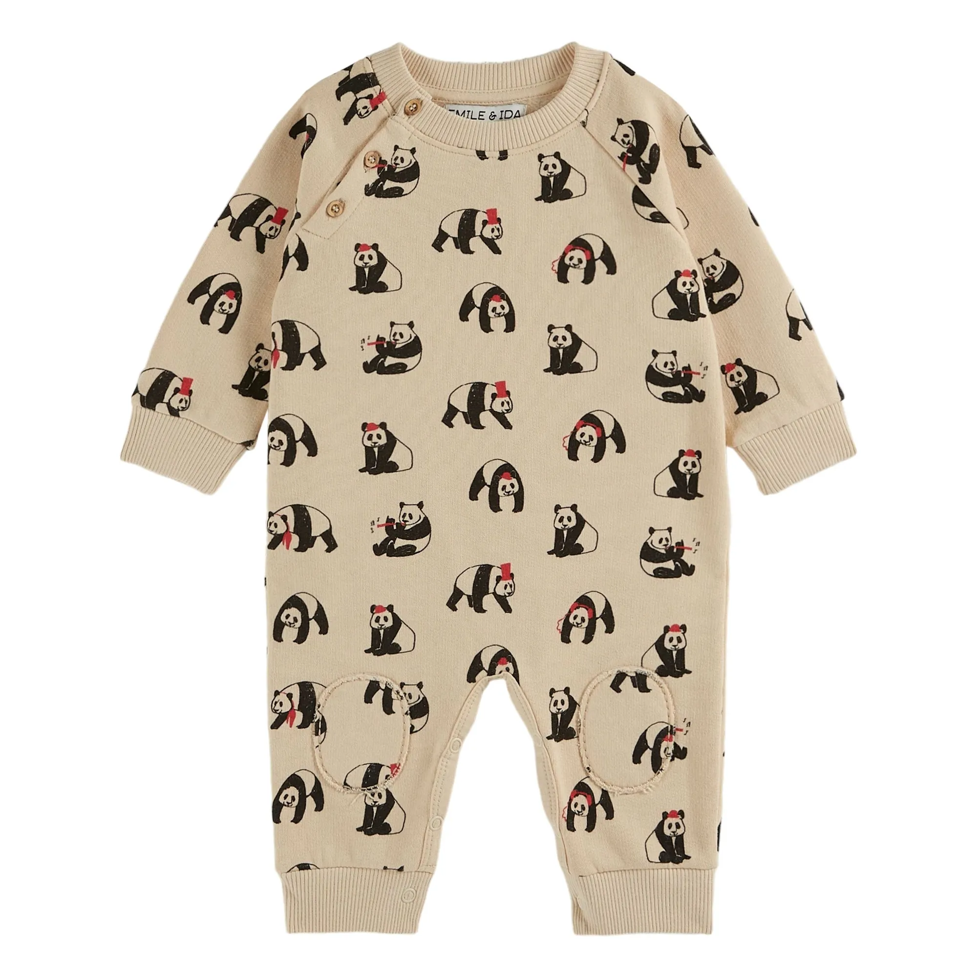 Emile Et Ida Beige Panda Fleece Jumpsuit