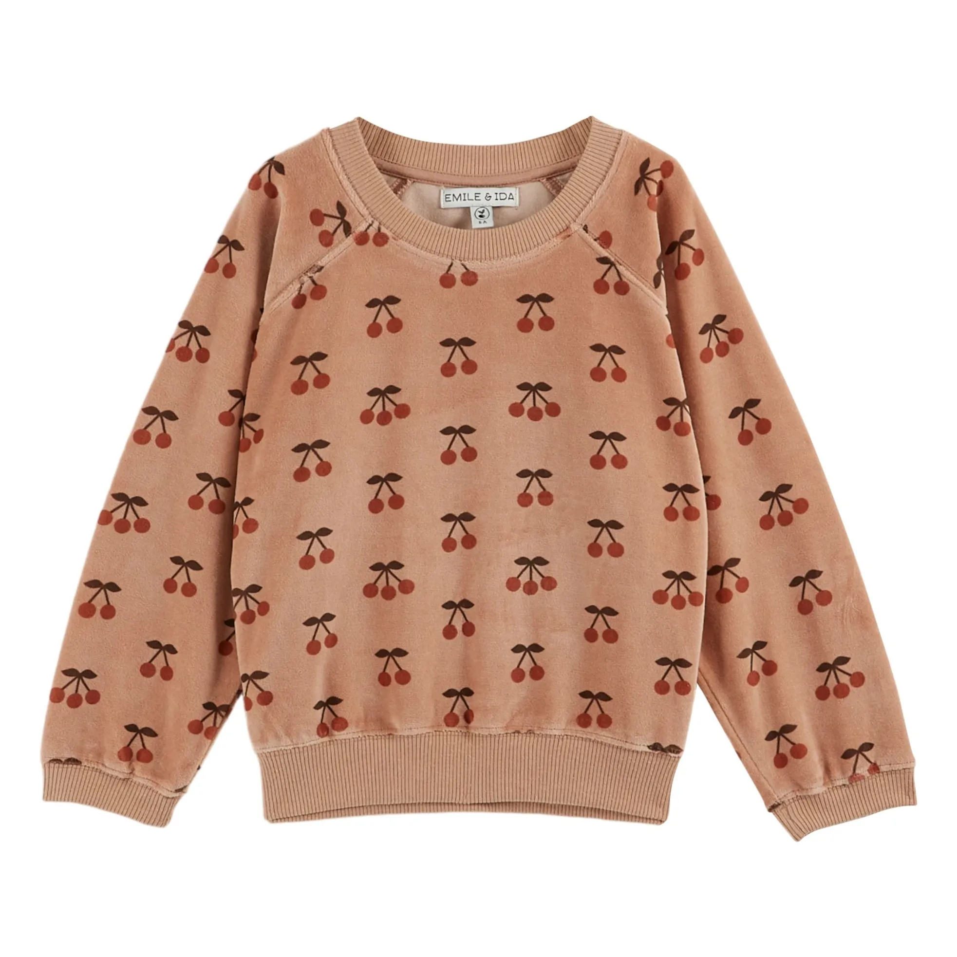 Emile Et Ida Pink Velvet Cherry Sweat