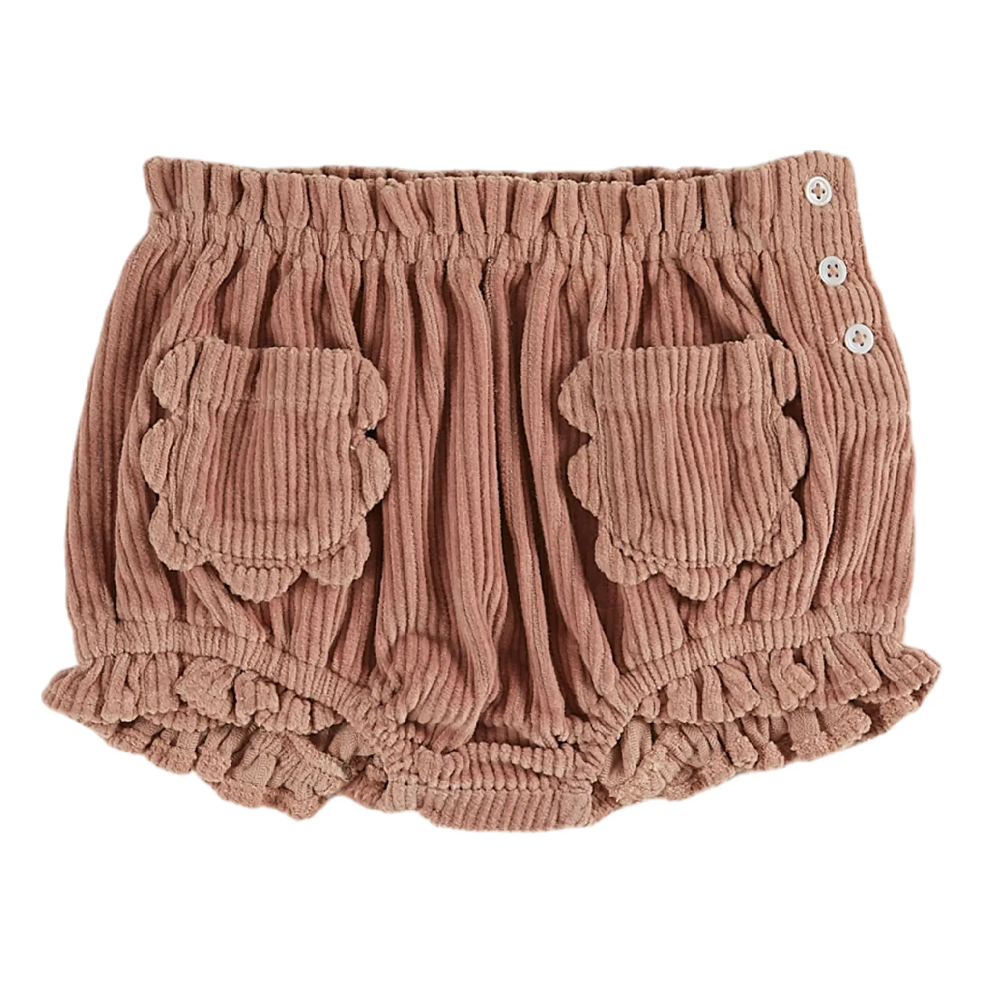 Emile Et Ida Pink Bloomer Pockets Flowers Corduroy