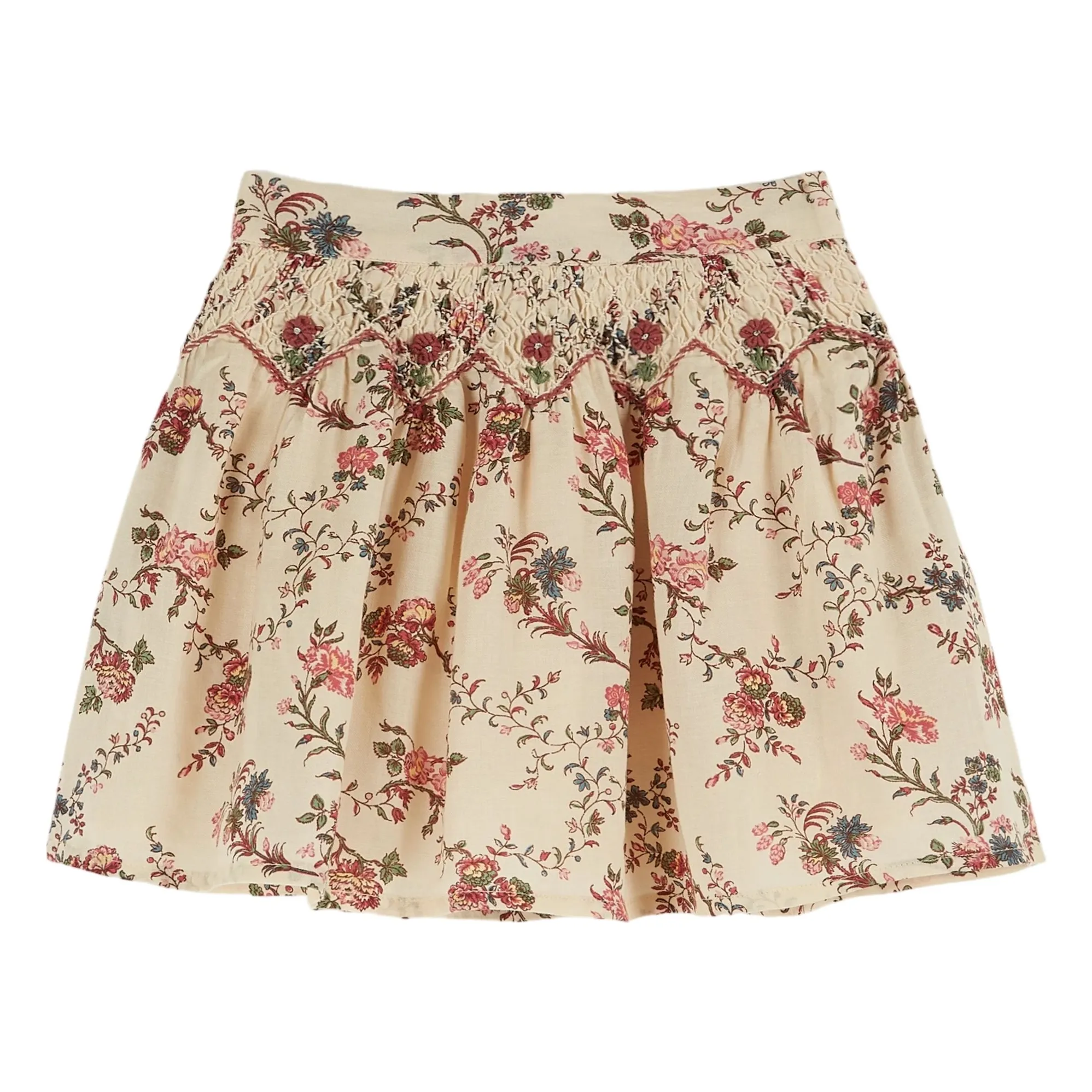 Emile Et Ida Ecru Orchid Embroidered Skirt