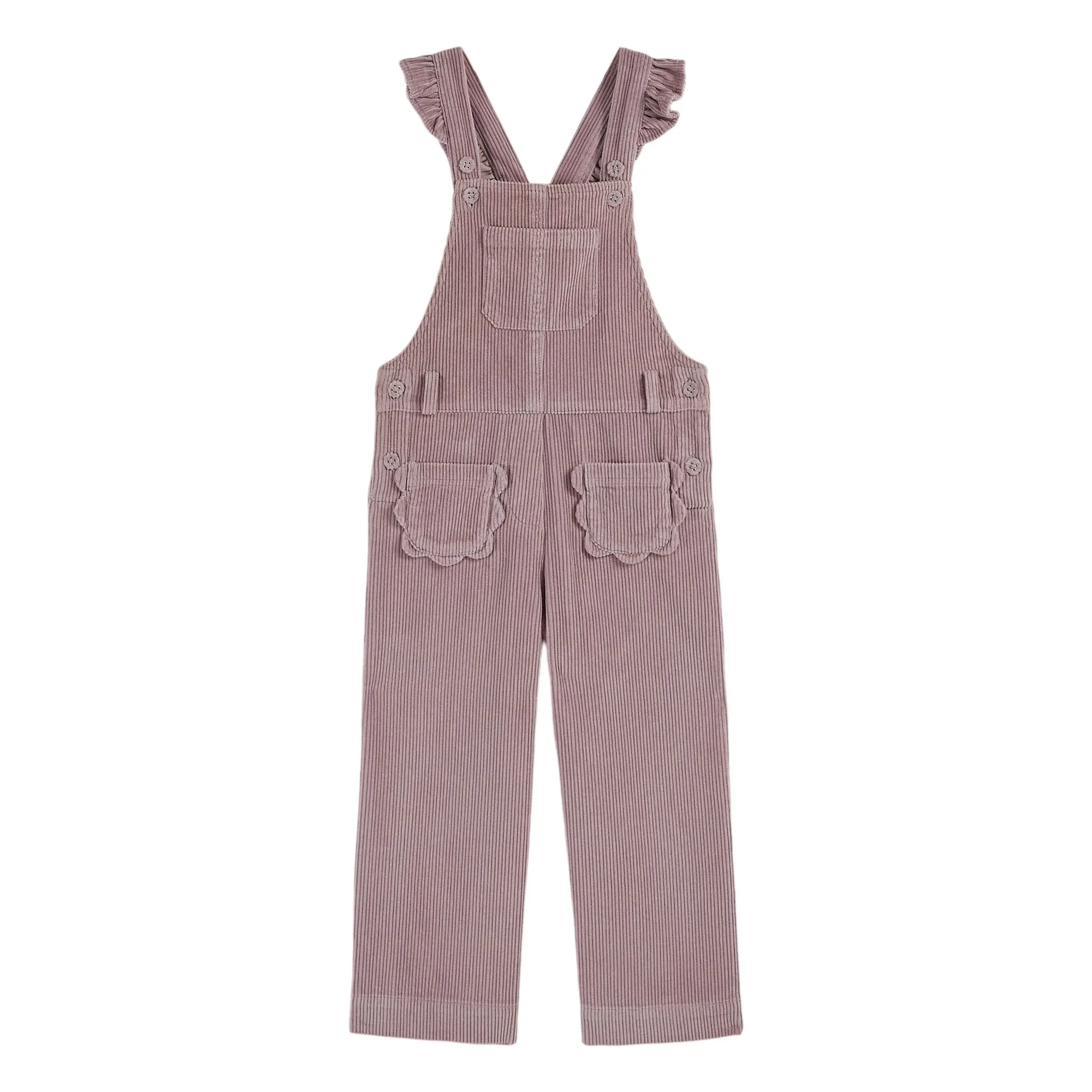 Emile Et Ida Mauve Corduroy Flower Dungarees