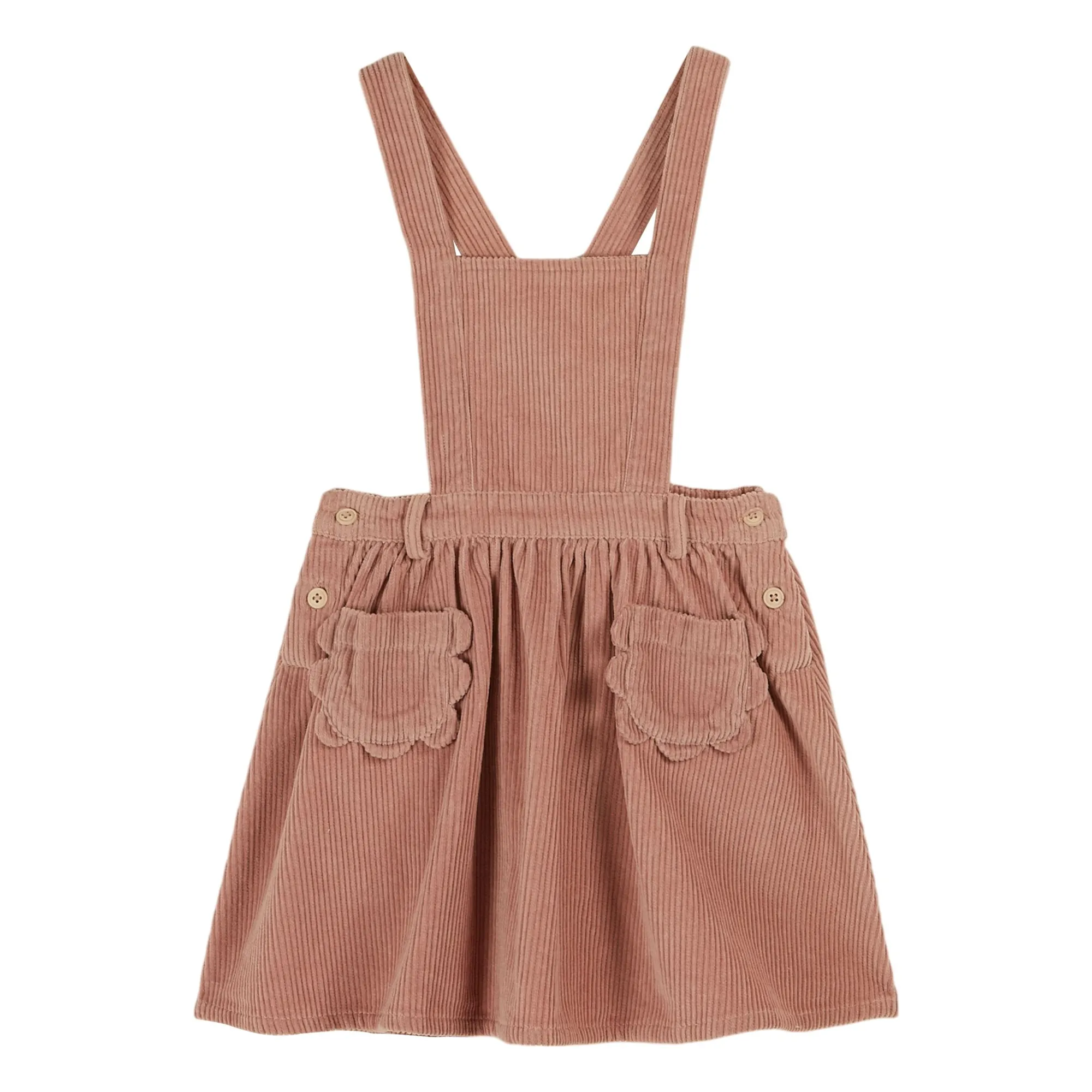 Emile Et Ida Girls Pink Corduroy Apron Dress