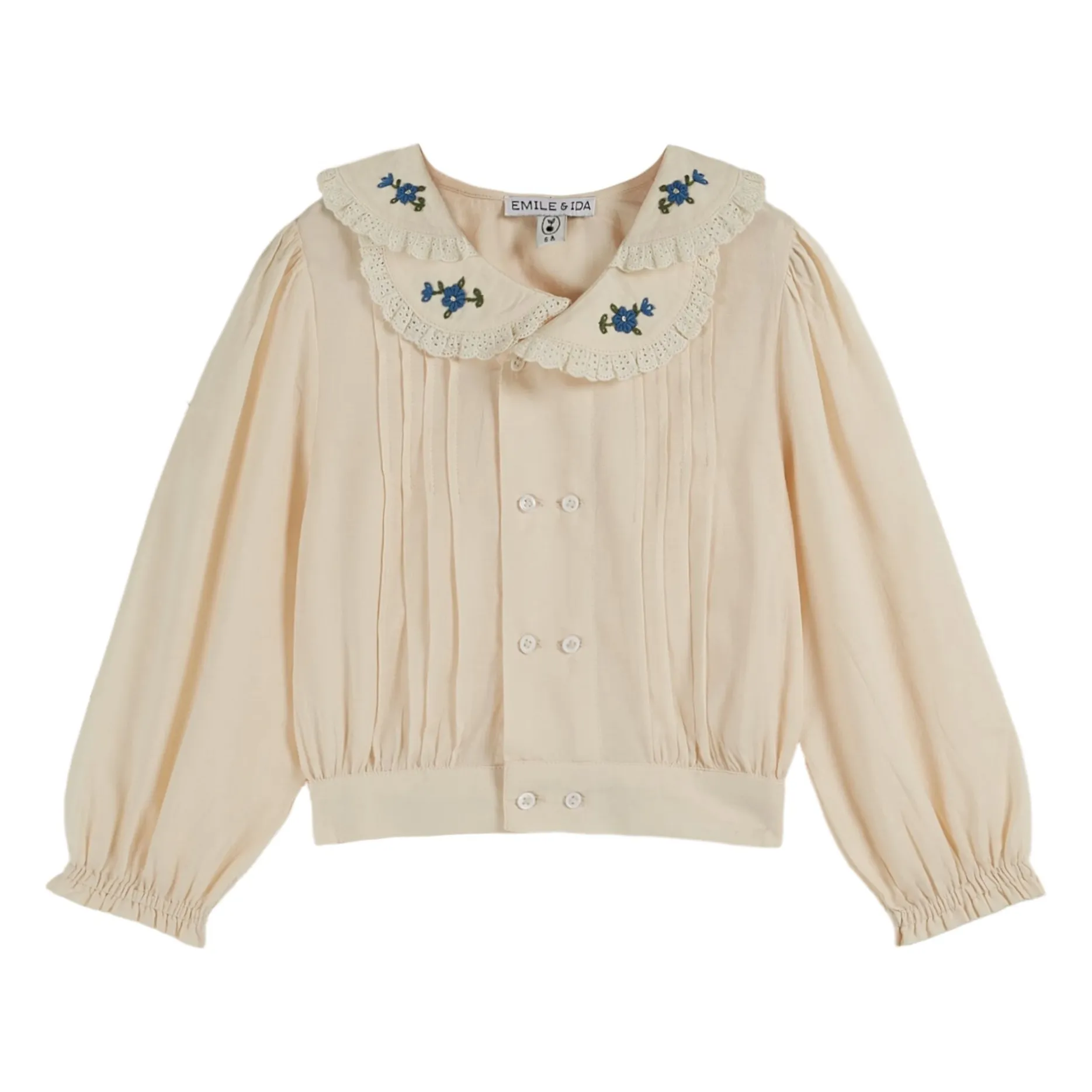 Emile Et Ida Ecru Vintage Blouse With Floral Collar