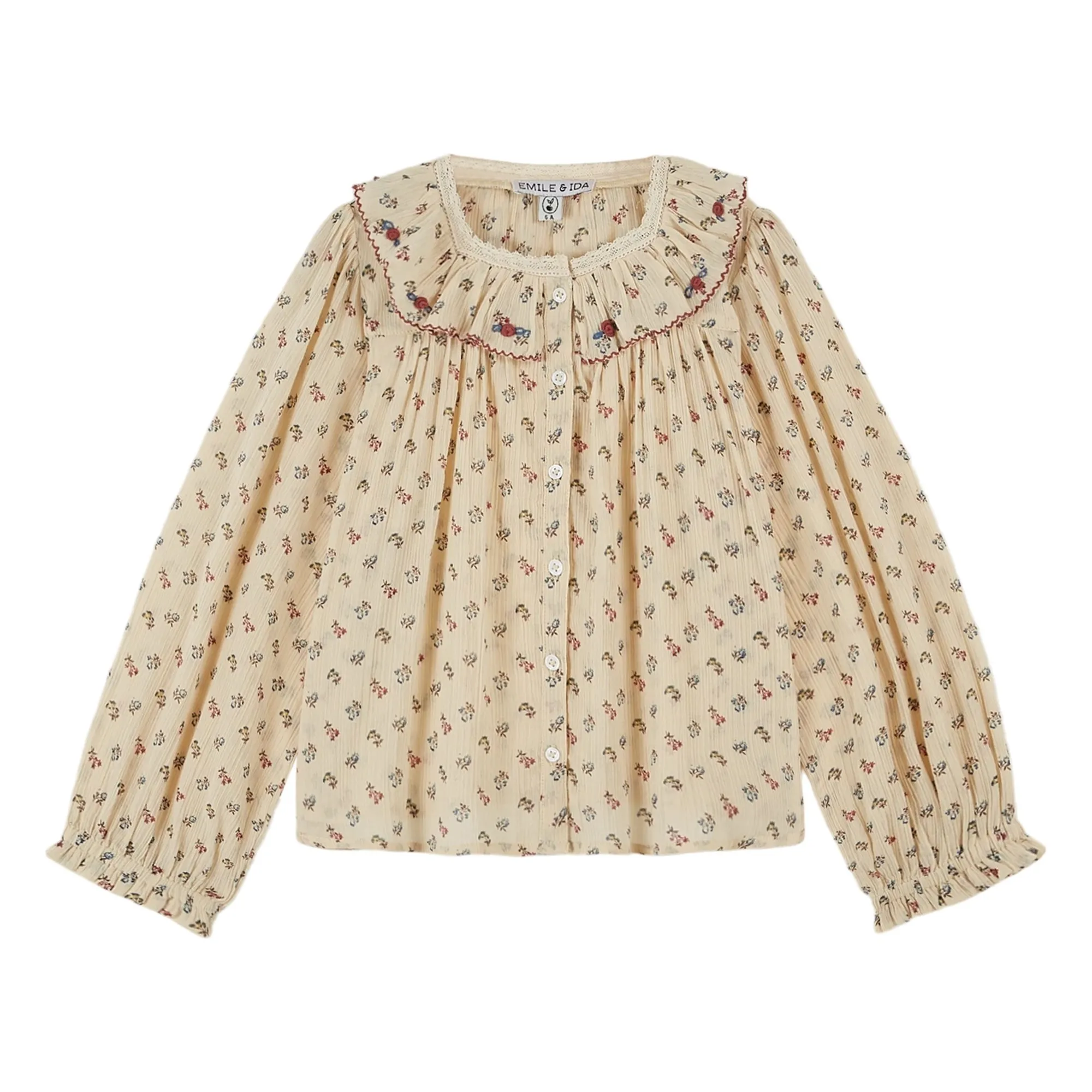 Emile Et Ida Vanilla Sorgue Blouse Embroidered Collar