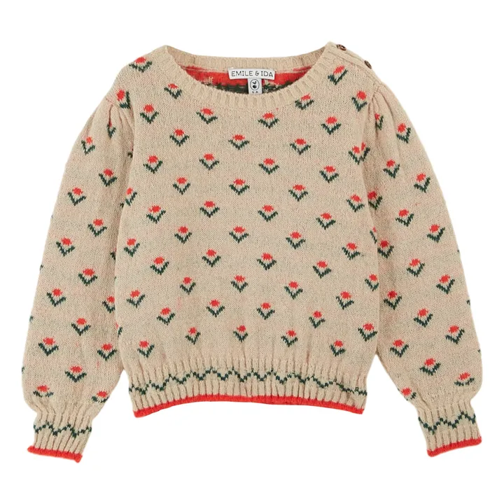 Floral Jacquard Sweater | Beige- Product image n°0