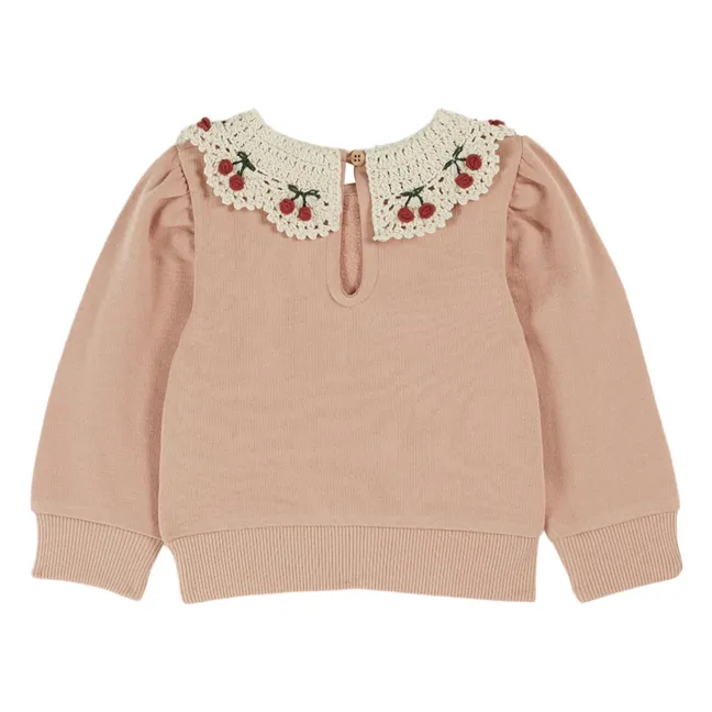 Sudadera con cuello bordado | Rosa empolvado