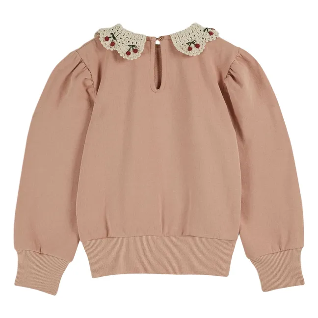 Sudadera con cuello bordado | Rosa empolvado