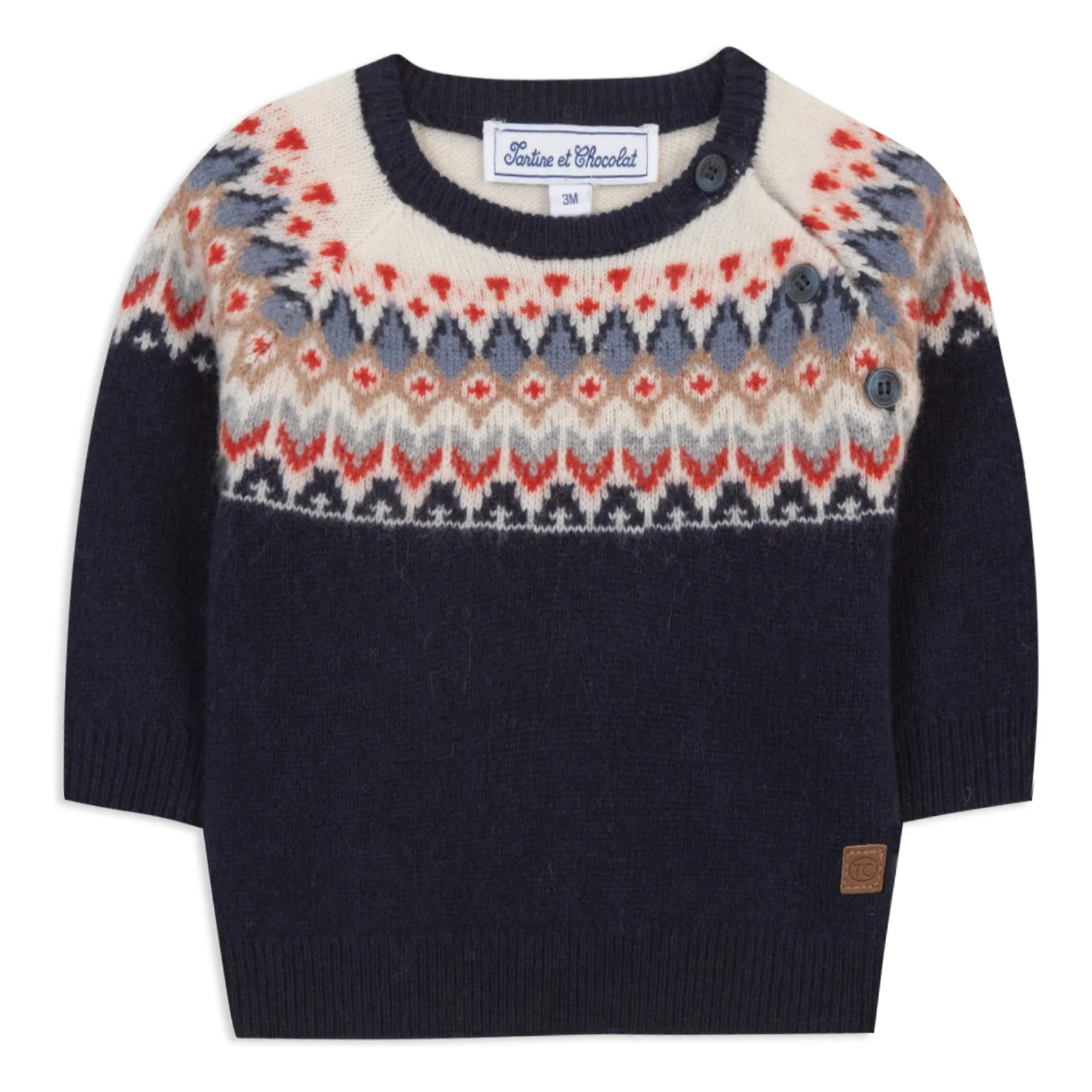 Tartine Et Chocolat Men's Navy Blue Wool Sweater