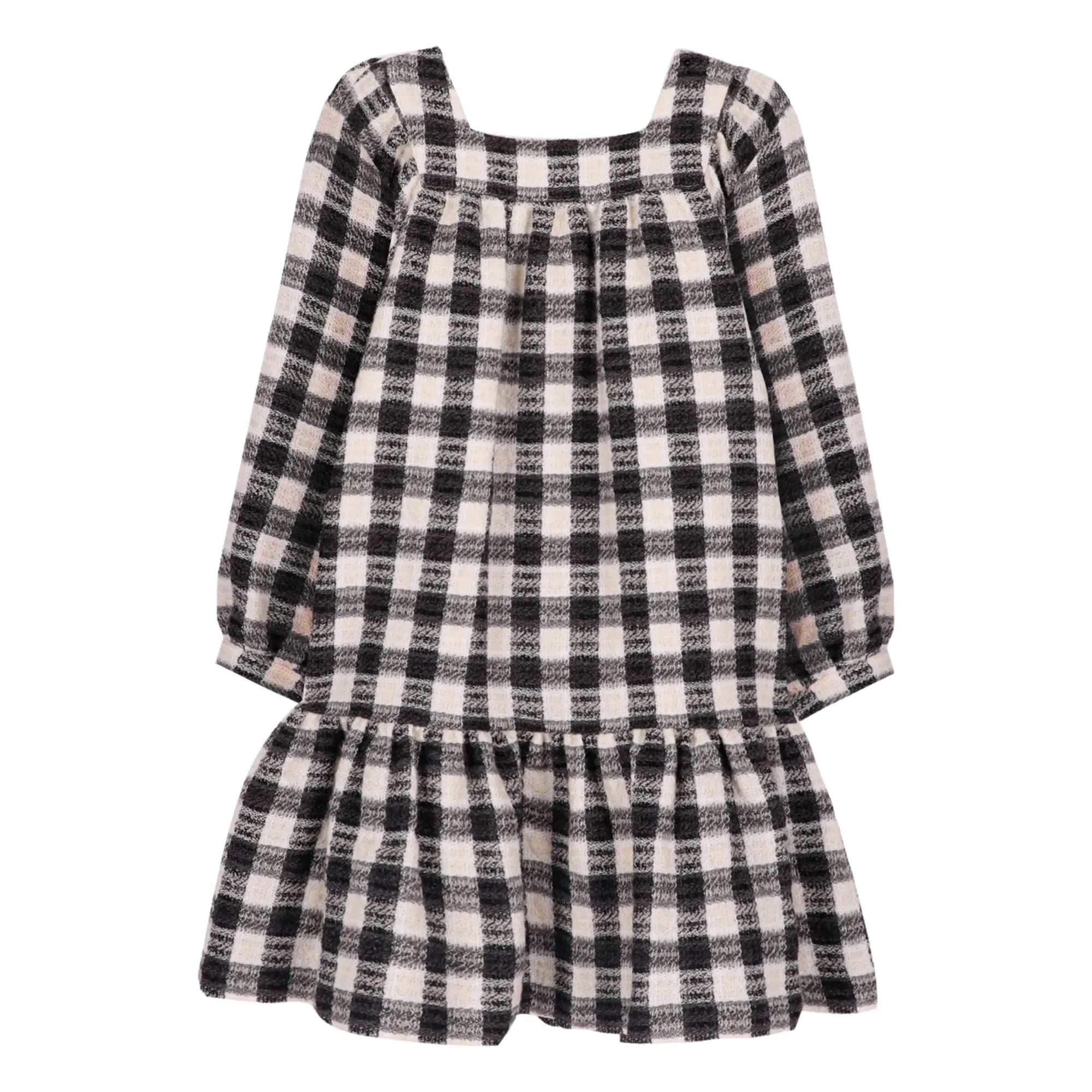 Tartine Et Chocolat Girls Charcoal Grey Wool Check Dress