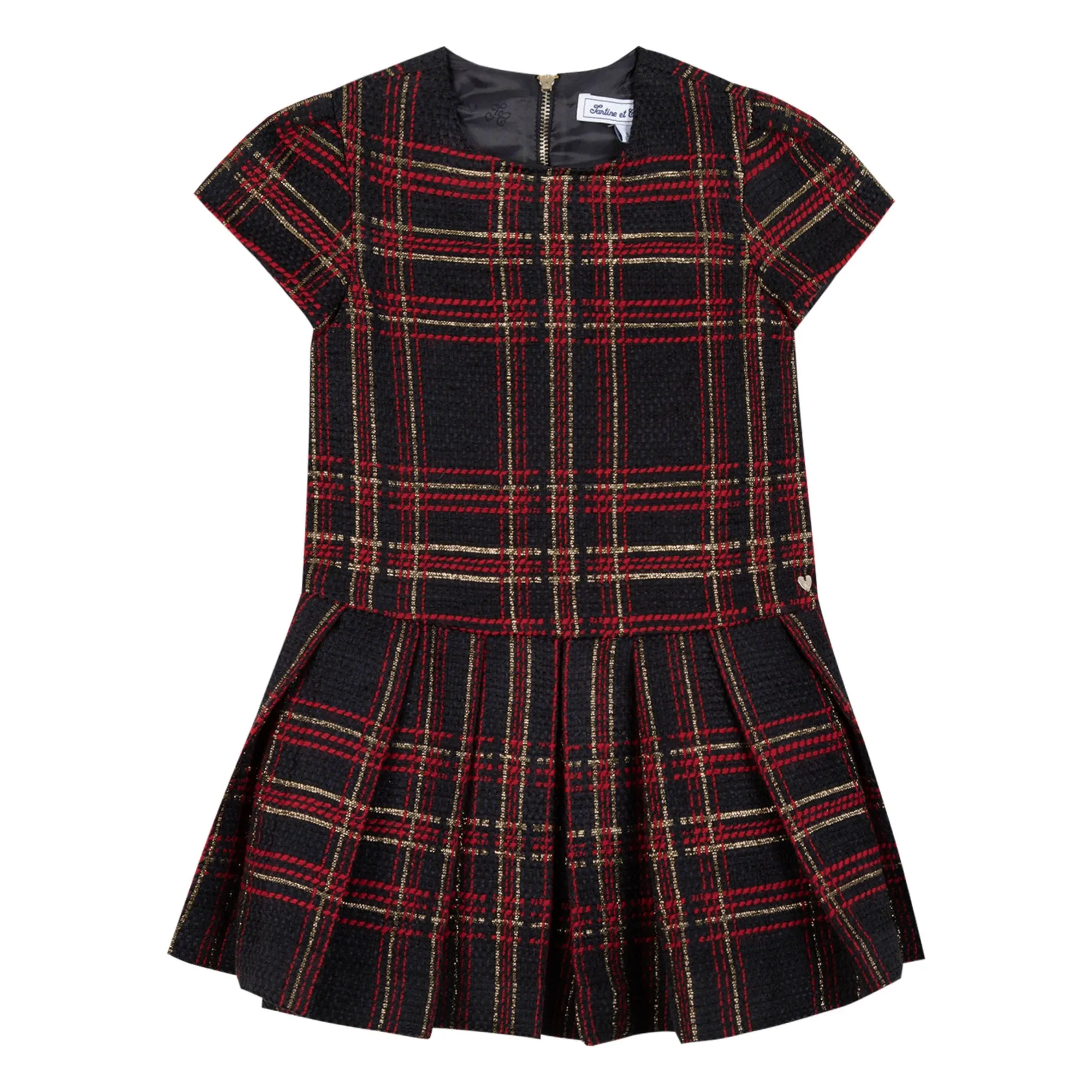 Tartine Et Chocolat Girls Navy Blue Check Dress