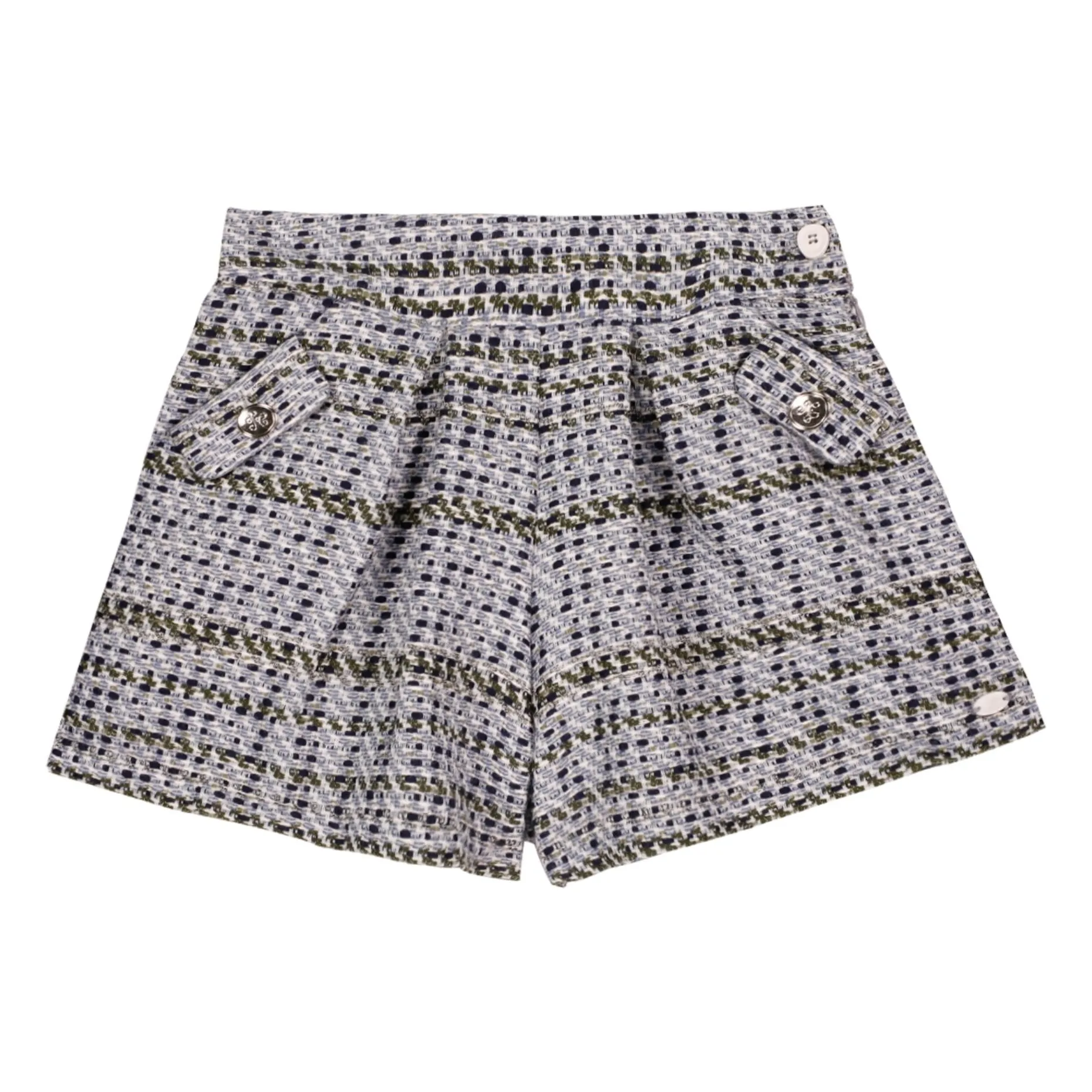 Tartine Et Chocolat Girls Blue Tweed Shorts