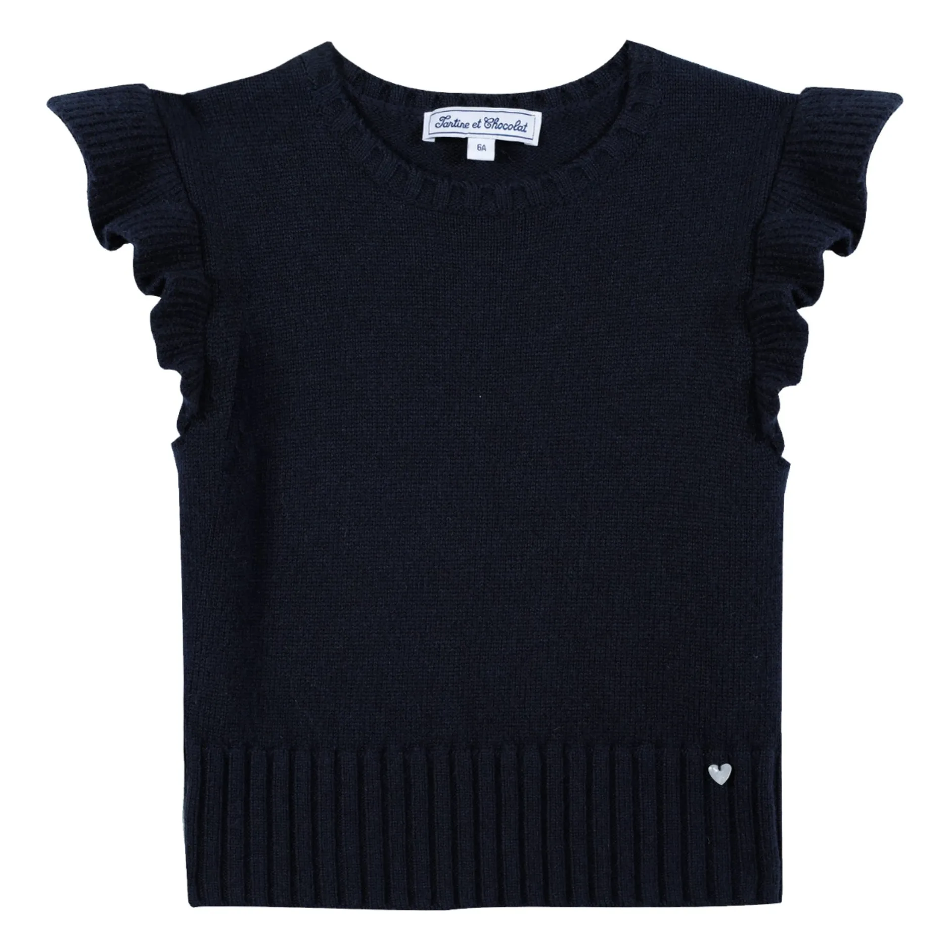 Tartine Et Chocolat Navy Blue Sleeveless Wool Sweater