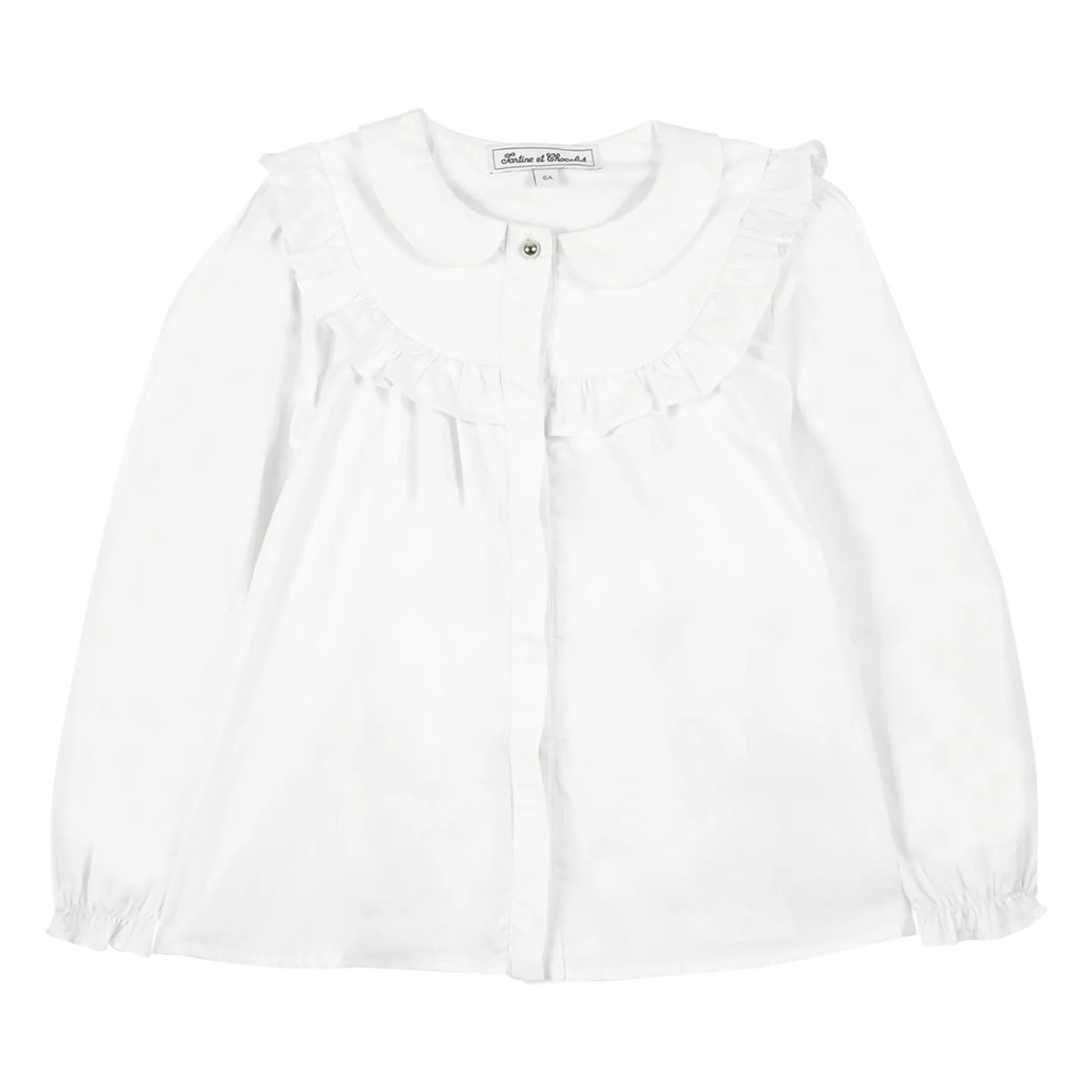Tartine Et Chocolat Girls White Ruffled Collar Blouse