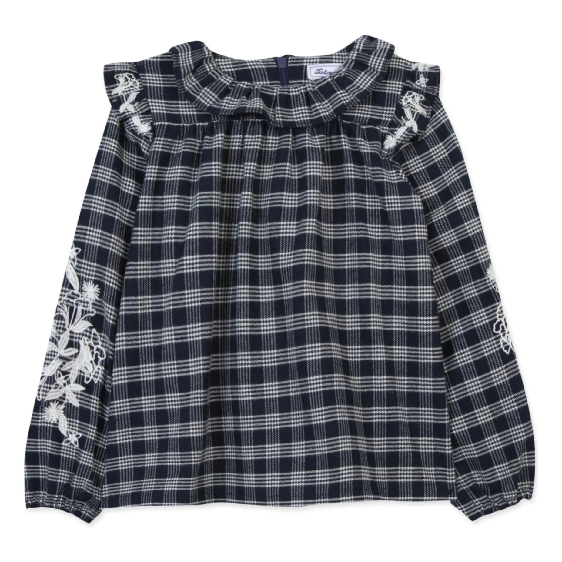 Tartine Et Chocolat Girls Navy Blue Checkered Blouse