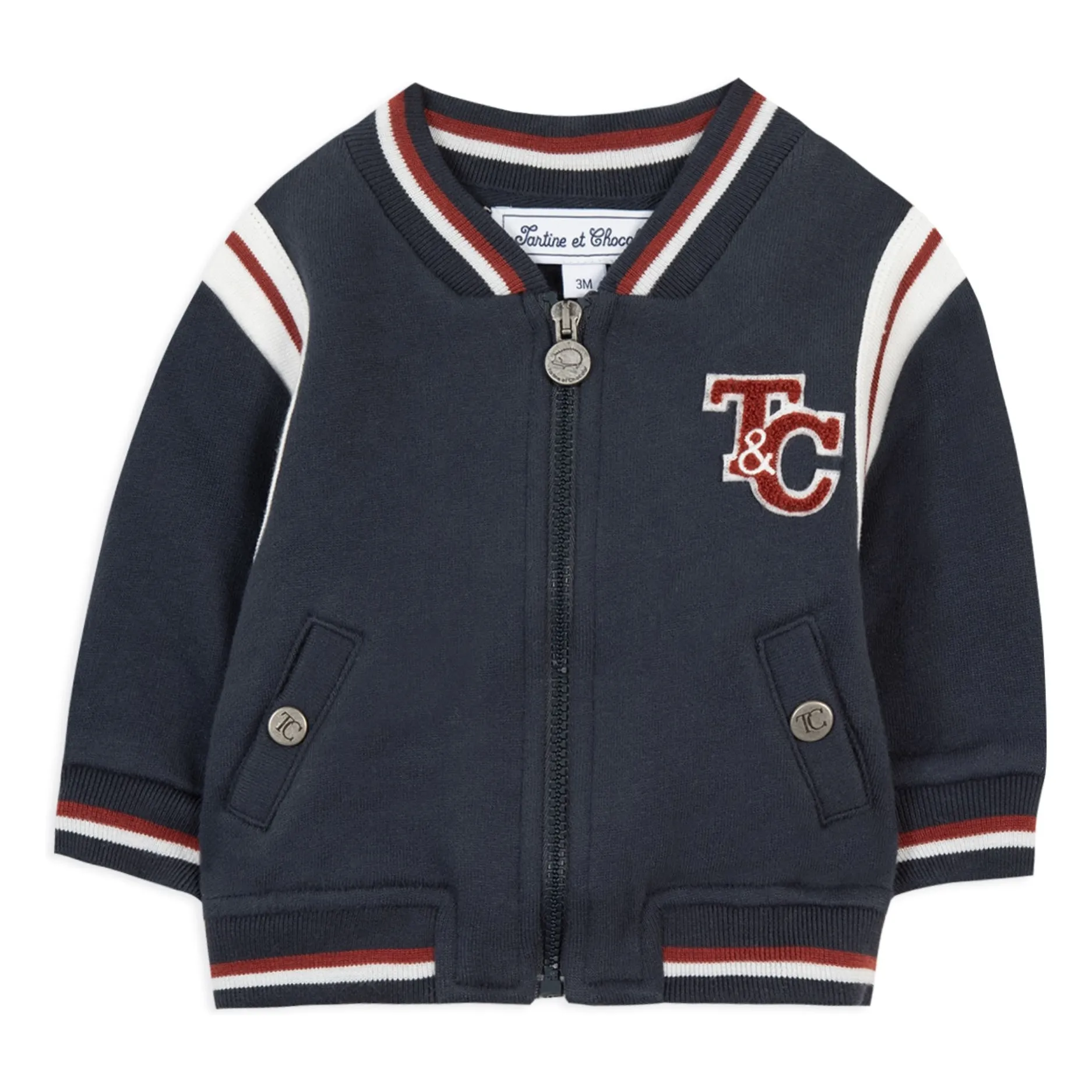 Tartine Et Chocolat Navy Blue Baby Zipped Bomber