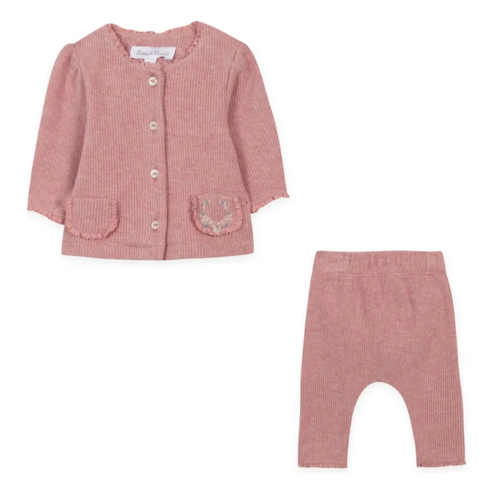 Knitted Cardigan and Legging | Dusty Pink- Product image n°1
